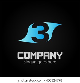 Number logo design. Logo 3 vector template
