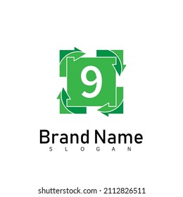 number logo design arrow vector