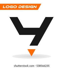 Number logo design. Number four 4 isolated on white background. Vector flat icon or logo template