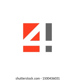 Number logo design four shape negative space vector template
