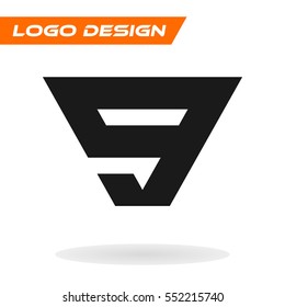 Number logo design. Number nine isolated 9 on white background. Vector flat icon or logo template