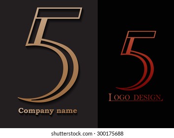 Number logo design.Number five logo.Logo 5 vector template.