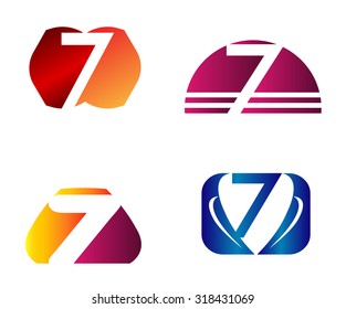 Number logo design.Number five logo.Logo 7 vector template.
