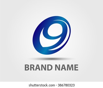 Number logo design.Number five logo.Logo 9 vector template.
