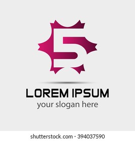 Number logo design.Number five logo.Logo 5 vector template
