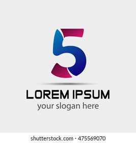 Number logo design.Number five logo.Logo 5 vector template
