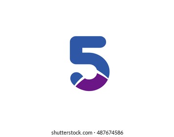Number logo design.Number five logo.Logo 5 vector template
