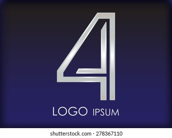 Number logo design.Number four logo.Logo 4 vector template.
