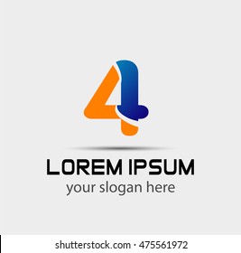 Number logo design.Number four logo.Logo 4 vector template
