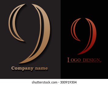 Number logo design.Number nine logo.Logo 9 vector template.