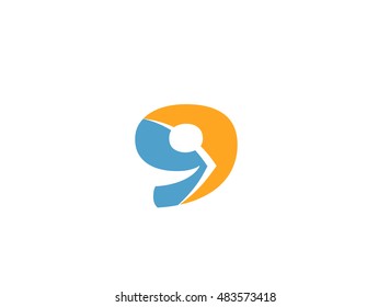 Number logo design.Number nine logo.Logo 9 vector template
