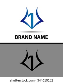 Number logo design.Number one logo.Logo 1 vector template
