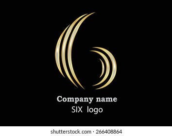 Number logo design.Number six logo.Logo 6 vector template.
