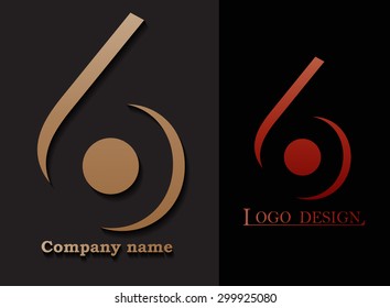 Number logo design.Number six logo.Logo 6 vector template.