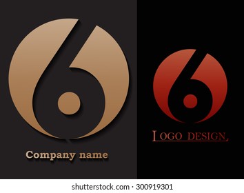 Number logo design.Number six logo.Logo 6 vector template.