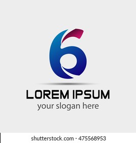 Number logo design.Number six logo.Logo 6 vector template
