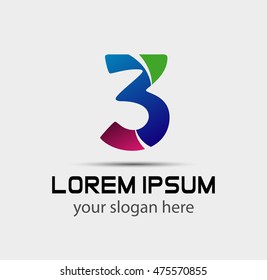 Number logo design.Number three logo.Logo 3 vector template
