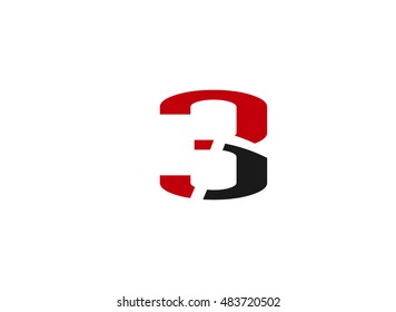 Number logo design.Number three logo.Logo 3 vector template
