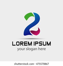 Number logo design.Number two logo.Logo 2 vector template
