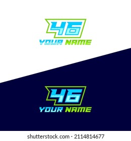 Number logo with fast speed lines. Vector sport style typeface, sports club.