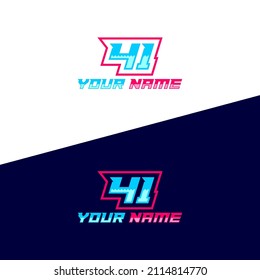 Number logo with fast speed lines. Vector sport style typeface, sports club.