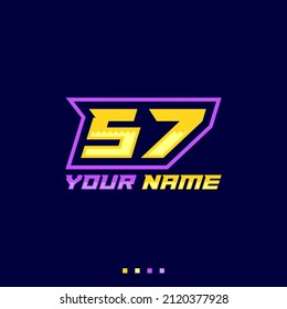 Number logo with fast speed lines. Vector sport style typeface, sports club.