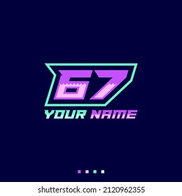 Number logo with fast speed lines. Vector sport style typeface, sports club.