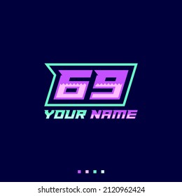 Number logo with fast speed lines. Vector sport style typeface, sports club.