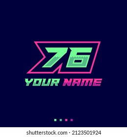 Number logo with fast speed lines. Vector sport style typeface, sports club.