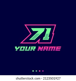 Number logo with fast speed lines. Vector sport style typeface, sports club.