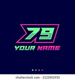 Logotipo de número con líneas de velocidad rápida. Tipo de deporte vectorial, club deportivo.