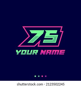 Number logo with fast speed lines. Vector sport style typeface, sports club.