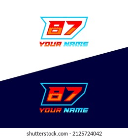 Number logo with fast speed lines. Vector sport style typeface, sports club.