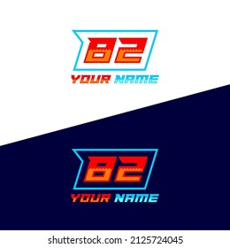 Number logo with fast speed lines. Vector sport style typeface, sports club.