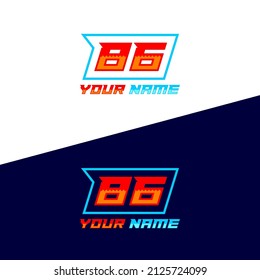 Number logo with fast speed lines. Vector sport style typeface, sports club.