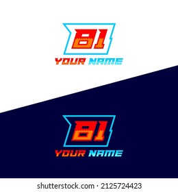 Logotipo de número con líneas de velocidad rápida. Tipo de deporte vectorial, club deportivo.