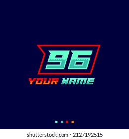 Number logo with fast speed lines. Vector sport style typeface, sports club.