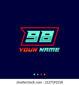Number logo with fast speed lines. Vector sport style typeface, sports club.