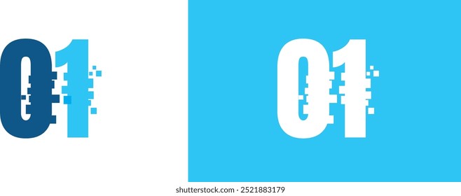 Imagen de Logo de Número. Estilo geométrico de la línea de la forma de la flecha del número azul aislado en fondo dual. Elemento de Plantilla de diseño de logotipo de Vector plano utilizable para logotipos de negocios y marcas.
