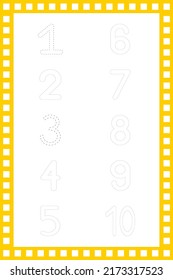 Number lowercase. Worksheet. Children's education. Vector typeset. Preschool training.
