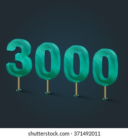 NUmber made by green glass, vector
