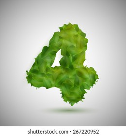 A number made by leaves, vector