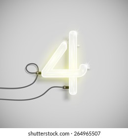Number made by neon font, vector
