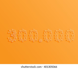 A number made by pins and lines, 3D and realistic, vector