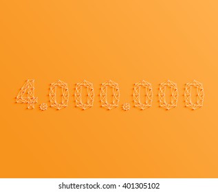 A number made by pins and lines, 3D and realistic, vector
