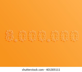 A number made by pins and lines, 3D and realistic, vector