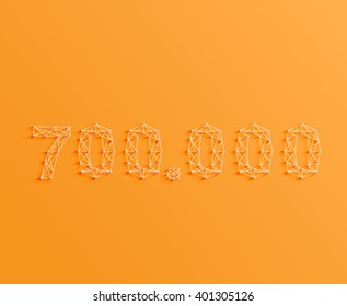 A number made by pins and lines, 3D and realistic, vector