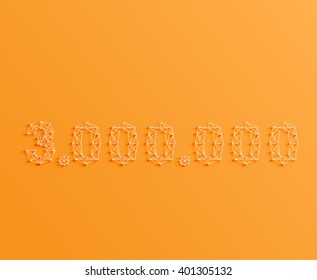 A number made by pins and lines, 3D and realistic, vector