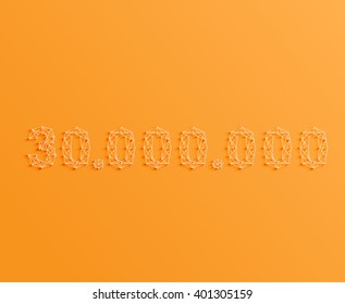 A number made by pins and lines, 3D and realistic, vector