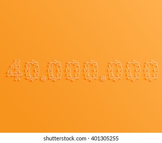 A number made by pins and lines, 3D and realistic, vector